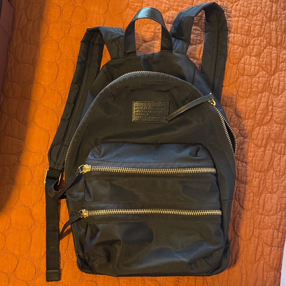 Marc Jacobs Black Backpack with Gold Details